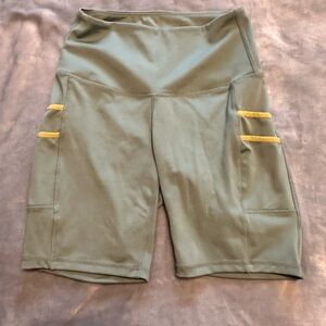 Women's Green Shorts with Yellow Accents